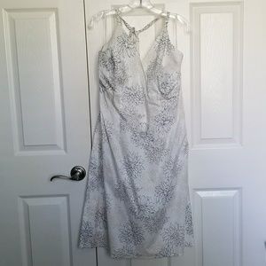 New York & Company White Floral Strapless Dress